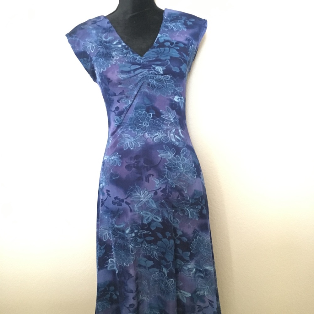 Blue V-neck Dress